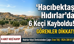 Hacıbektaş Hıdırlar’da 6 Keçi Kayboldu! Görenler Dikkat!