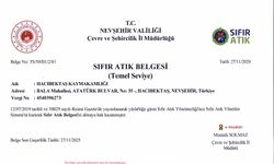Hacıbektaş Kaymakamlığı'na ''Sıfır Atık'' Belgesi