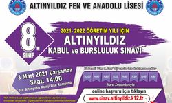 ALTINYILDIZ FEN VE ANADOLU LİSESİ İL GENELİ 8.SINIFLAR KABUL VE BURSLULUK SINAVI TAKVİMİ AÇIKLANDI.
