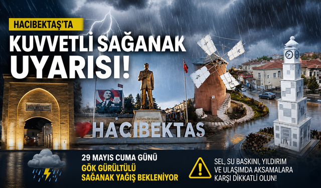 Hacıbektaş’ta Cuma Günü Kuvvetli Sağanak Uyarısı