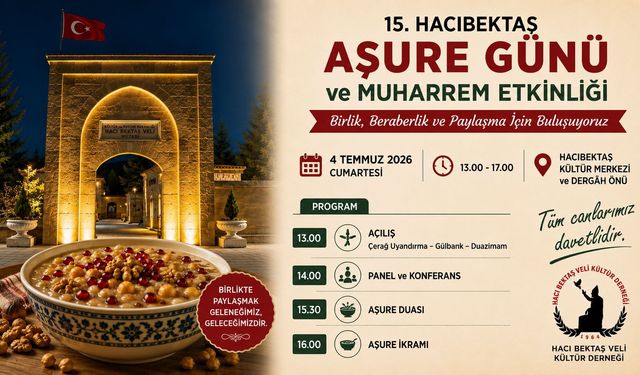 Hacıbektaş’ta 15. Aşure Günü ve Muharrem Etkinliği 4 Temmuz’da Düzenlenecek