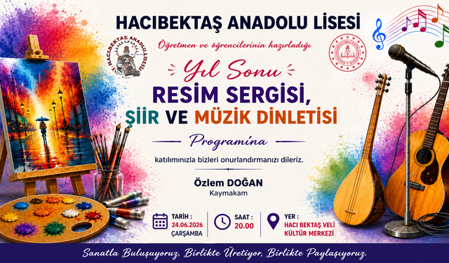 Hacıbektaş Anadolu Lisesi’nden Yıl Sonu Sergisi ve Müzik Dinletisi Programı