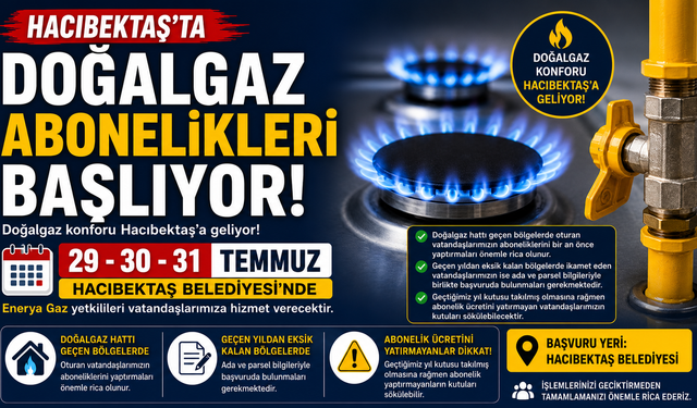Hacıbektaş'ta Yeni Doğalgaz Abonelik Bölgeleri Belli Oldu