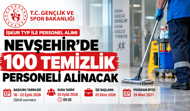 Nevşehir’de 100 Temizlik Personeli Alınacak