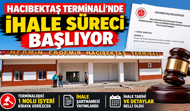Hacıbektaş Belediyesi Terminalindeki 5 İşyeri İhaleyle Kiraya Verilecek