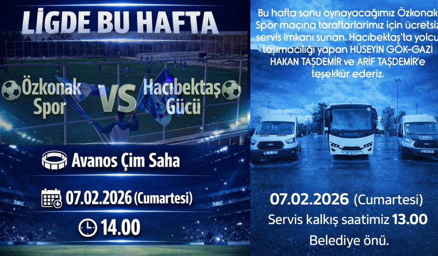 Hacıbektaş Gücü Özkonak Deplasmanında: Taraftara Ücretsiz Servis Müjdesi!