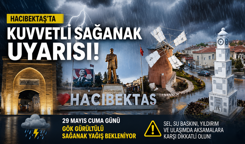 Hacıbektaş’ta Cuma Günü Kuvvetli Sağanak Uyarısı