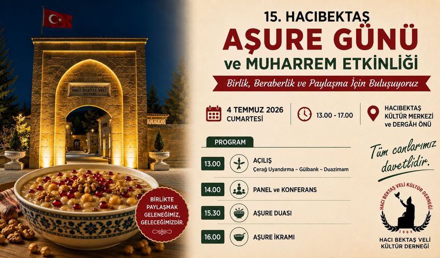 Hacıbektaş’ta 15. Aşure Günü ve Muharrem Etkinliği 4 Temmuz’da Düzenlenecek
