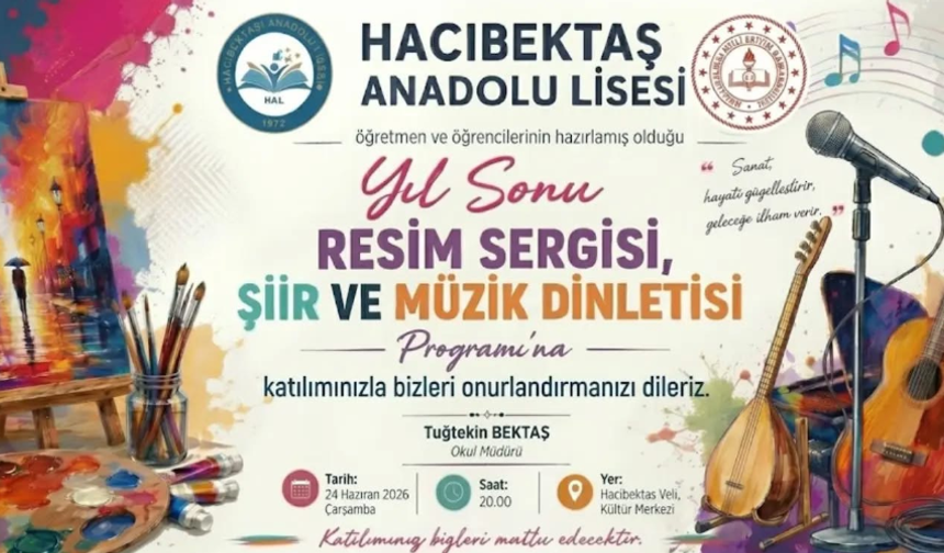 Hacıbektaş Anadolu Lisesi’nden Yıl Sonu Sanat Programı: Resim, Şiir ve Müzik Bir Arada
