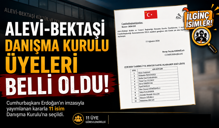 Alevi-Bektaşi Kültür ve Cemevi Başkanlığı Danışma Kurulu üyeleri belli oldu