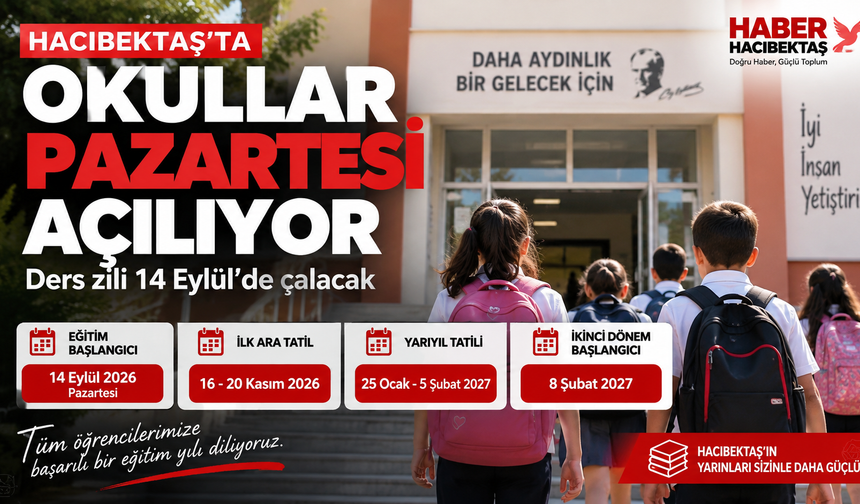Hacıbektaş’ta Okullar Pazartesi Açılıyor: Ders Zili 14 Eylül’de Çalacak