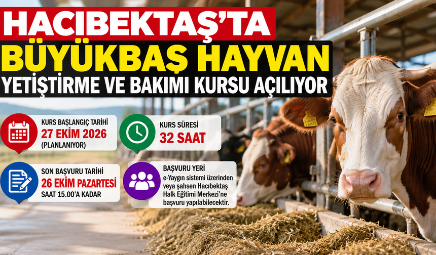 Hacıbektaş’ta Büyükbaş Hayvan Yetiştirme ve Bakımı Kursu Açılıyor