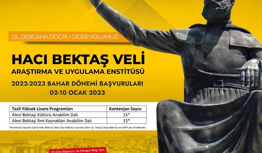 Hacı Bektaş Veli Araştırma ve Uygulama Enstitüsü 2022-2023 Eğitim-Öğretim Yılı Bahar Yarıyılı Lisansüstü Öğrenci Alım İlanı