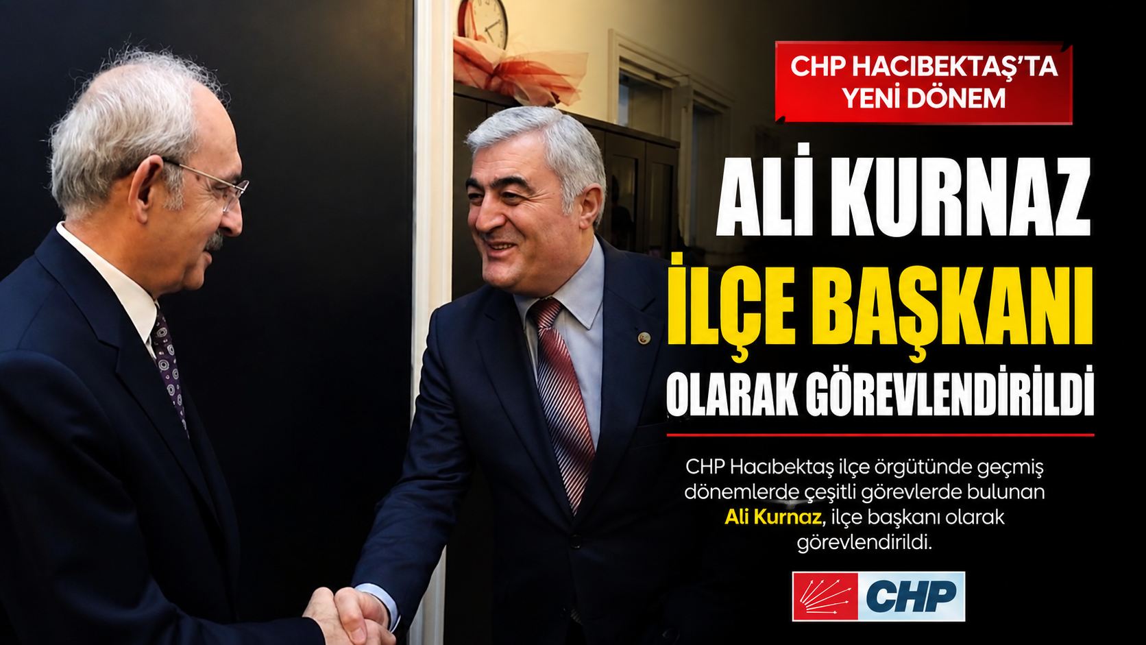Ali Kurnaz, CHP Hacıbektaş İlçe Başkanı Olarak Görevlendirildi