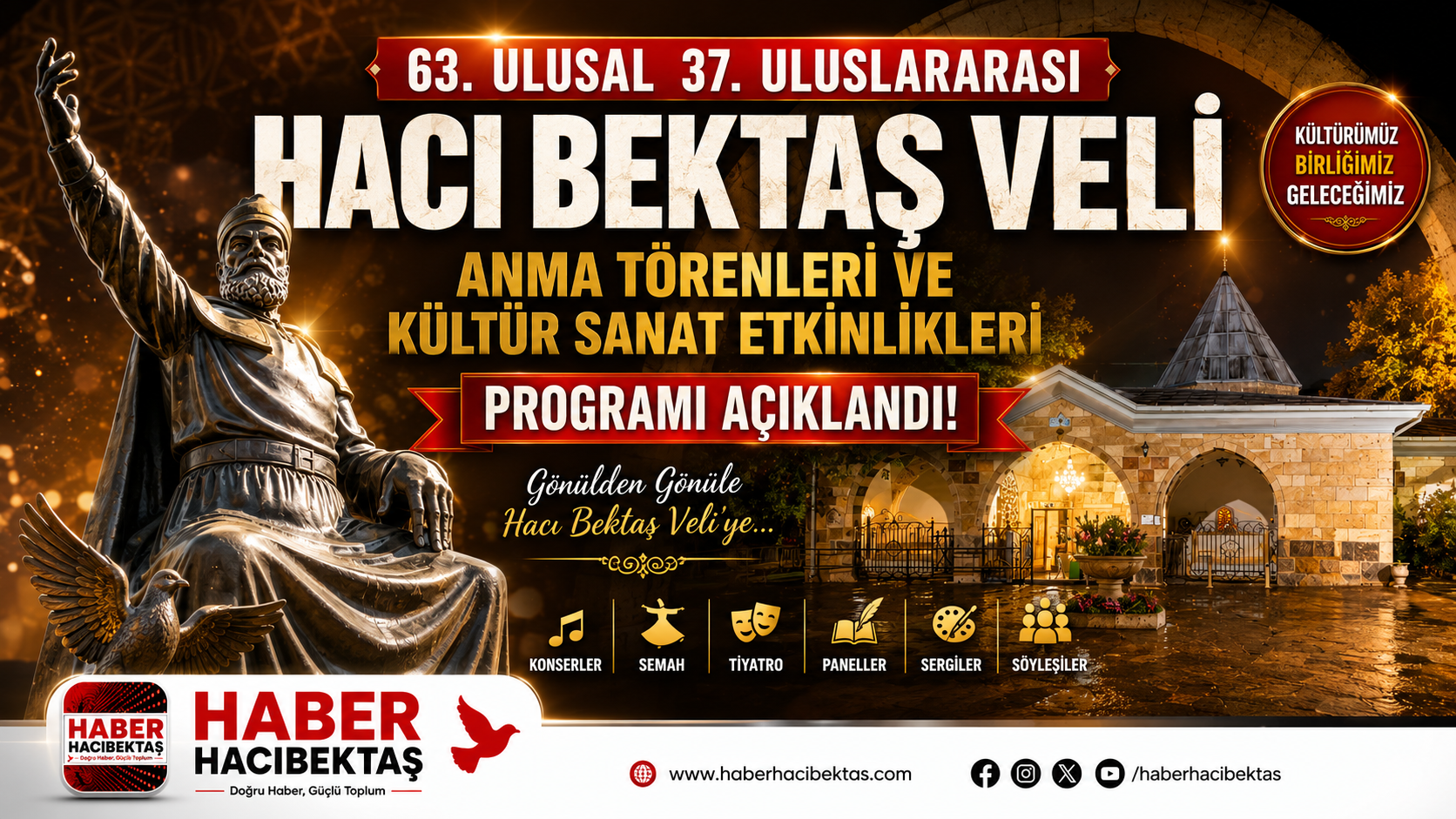 63. Ulusal, 37. Uluslararası Hacı Bektaş Veli Anma Törenleri ve Kültür Sanat Etkinlikleri Programı Açıklandı