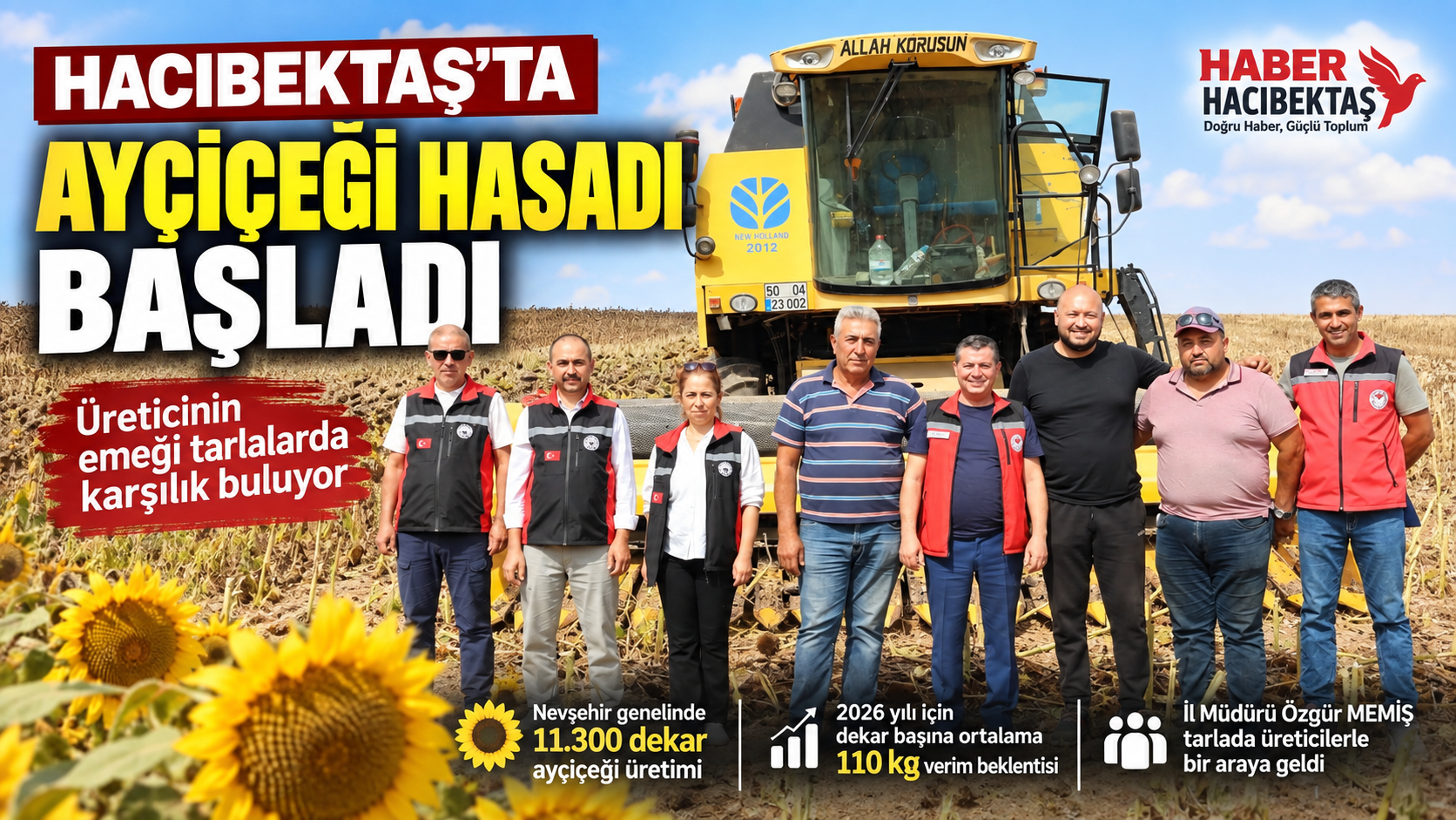 Hacıbektaş’ta Ayçiçeği Hasadı Sürüyor