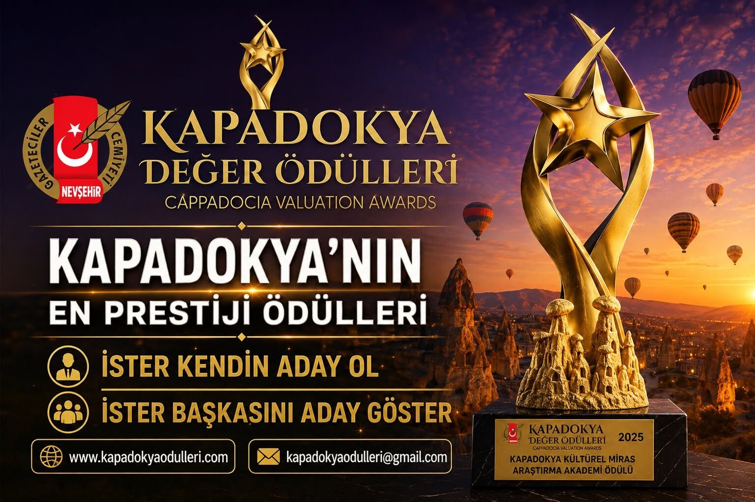 Kapadokya Değer Ödülleri İçin Başvurular Başladı