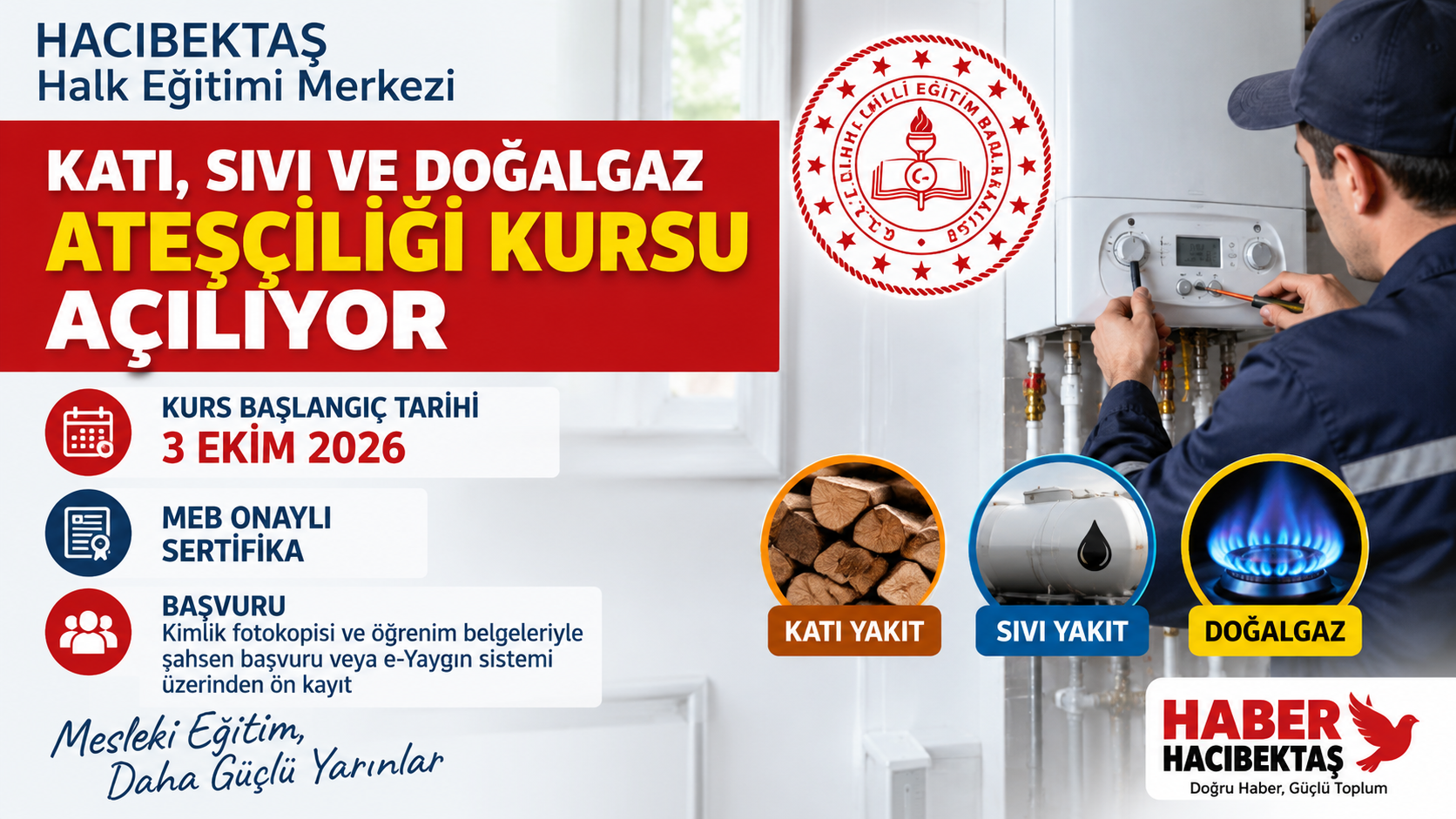 Hacıbektaş'ta Katı, Sıvı ve Doğalgaz Ateşçiliği Kursu Açılıyor
