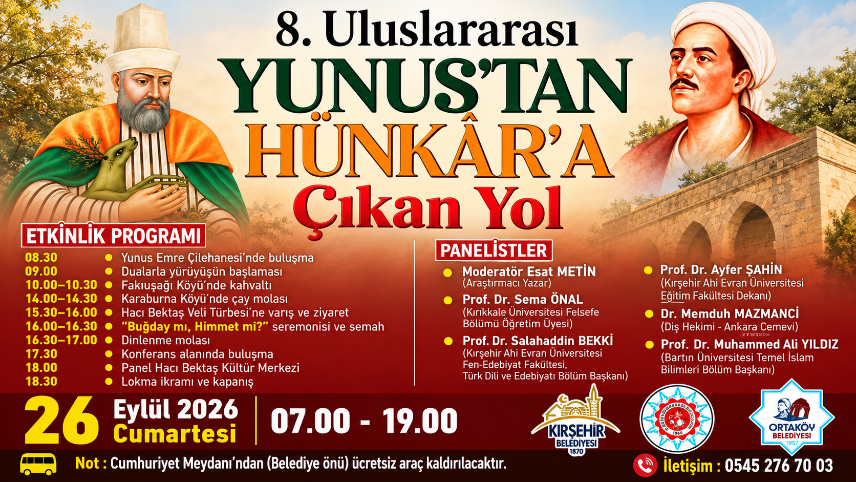 8. Uluslararası Yunus’tan Hünkâr’a Çıkan Yol Hacıbektaş’ta Düzenlenecek