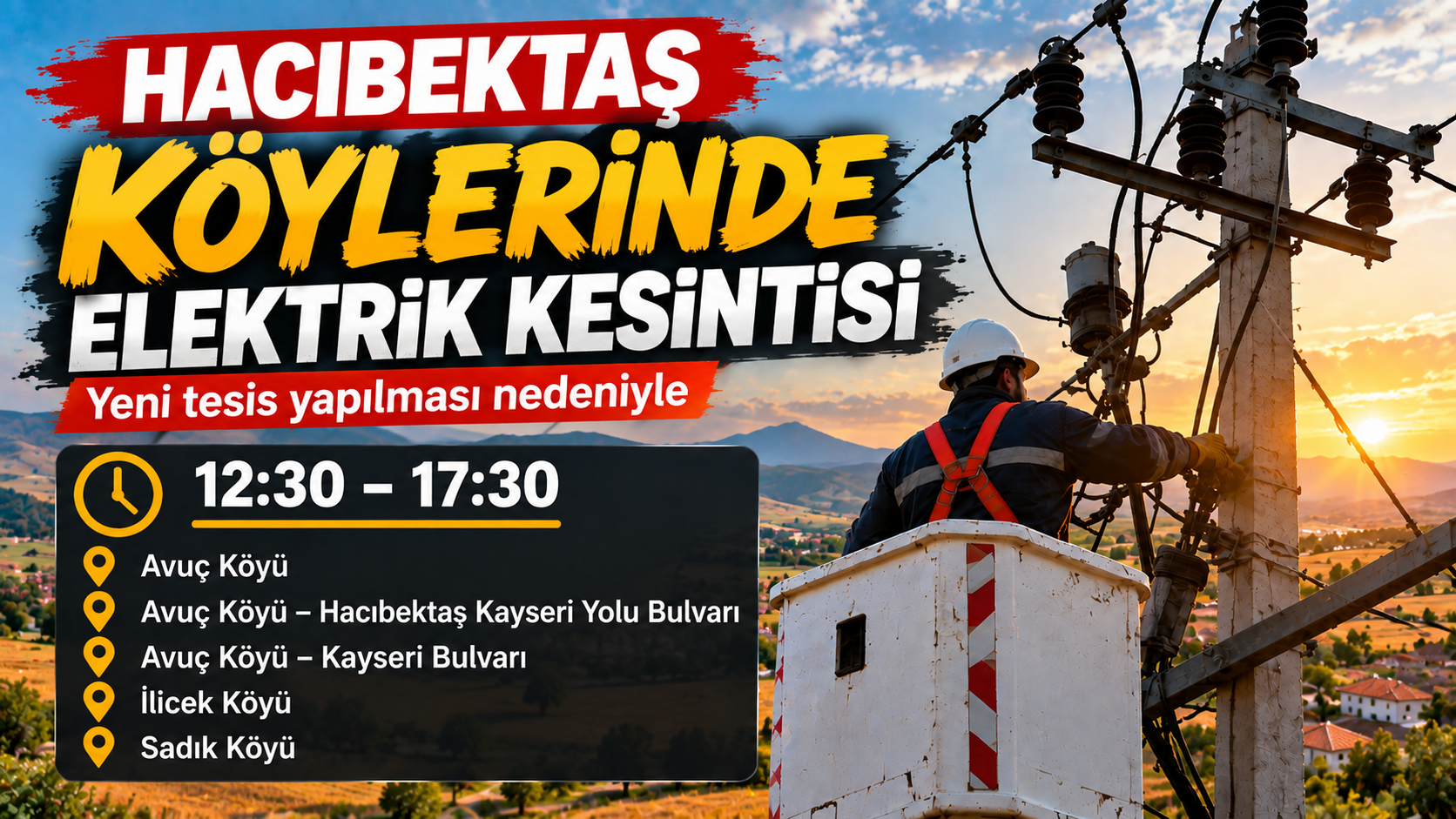 Hacıbektaş Köylerinde Elektrik Kesintisi