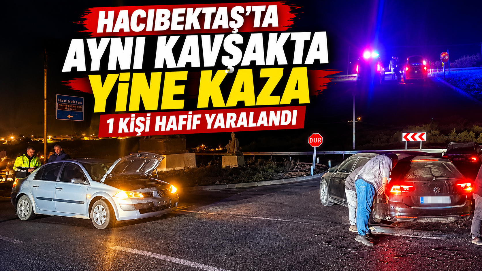 Hacıbektaş’ta Aynı Kavşakta Yine Kaza: 1 Kişi Yaralandı