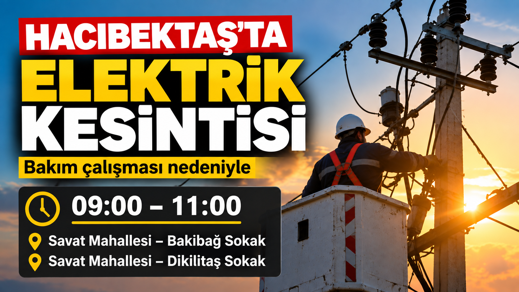 Hacıbektaş’ta İki Sokakta Elektrik Kesintisi